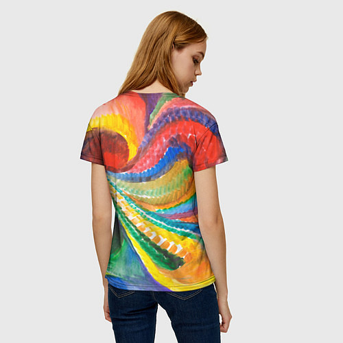Женская футболка Райская птичка акварельная абстракция / 3D-принт – фото 4