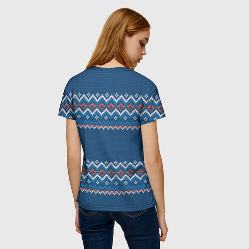 Женская футболка Вязанный синий стиль / 3D-принт – фото 4