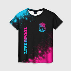 Женская футболка Liverpool - neon gradient: надпись, символ