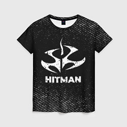 Женская футболка Hitman с потертостями на темном фоне