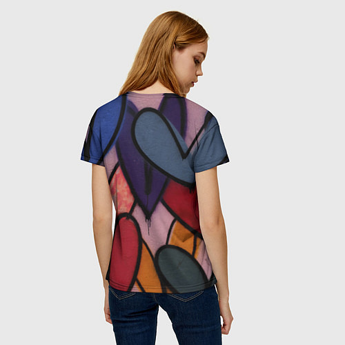 Женская футболка Граффити сердца / 3D-принт – фото 4