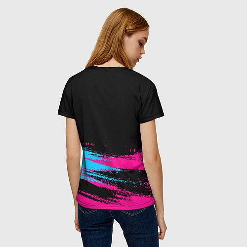 Женская футболка PSG - neon gradient: символ сверху / 3D-принт – фото 4