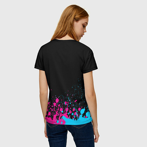 Женская футболка Nirvana - neon gradient: символ сверху / 3D-принт – фото 4