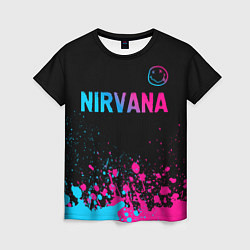 Женская футболка Nirvana - neon gradient: символ сверху