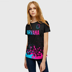 Футболка женская Nirvana - neon gradient: символ сверху, цвет: 3D-принт — фото 2