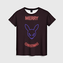 Женская футболка Neon christmas bunny