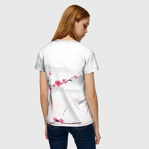 Женская футболка Японский пейзаж, начало весны / 3D-принт – фото 4