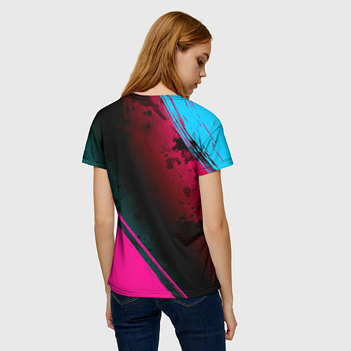 Женская футболка System of a Down - neon gradient: надпись, символ / 3D-принт – фото 4