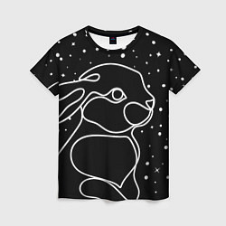 Женская футболка Кролик и снегопад