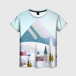 Женская футболка Зимние горы - минимализм