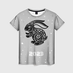 Футболка женская Символ 2023 года черный водяной кролик, цвет: 3D-принт