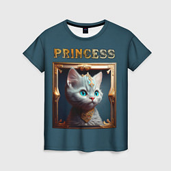 Женская футболка Кошечка принцесса - картина в рамке