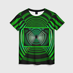 Футболка женская Зелёный туннель - оптическая иллюзия, цвет: 3D-принт