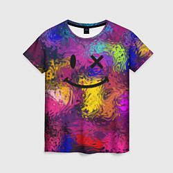 Женская футболка Смайлик с брызгами краски