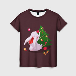 Женская футболка Милый новогодний кролик 2023