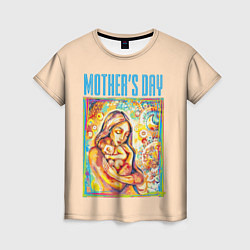 Женская футболка Mothers Day - дитя с матерью