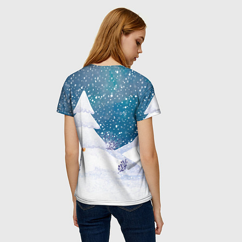 Женская футболка Зайчик на санках 2023 / 3D-принт – фото 4