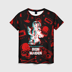 Женская футболка Iron Maiden rock glitch
