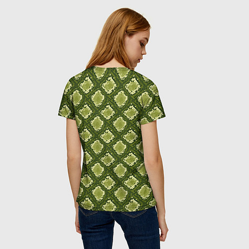 Женская футболка Милитари Змеиная кожа ромб / 3D-принт – фото 4