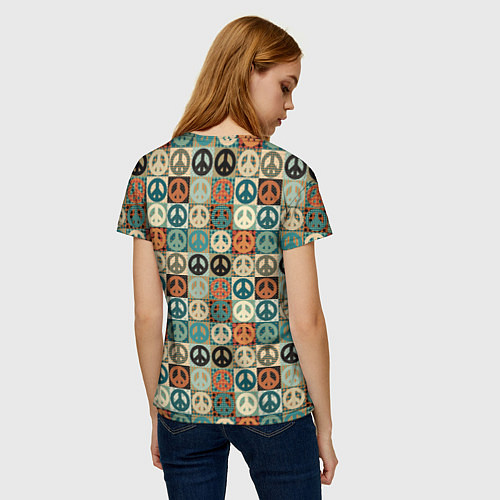 Женская футболка Peace symbol pattern / 3D-принт – фото 4
