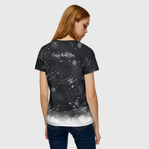 Женская футболка Новогодний кролик с бокалом / 3D-принт – фото 4