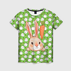Женская футболка Зайчик и морковка