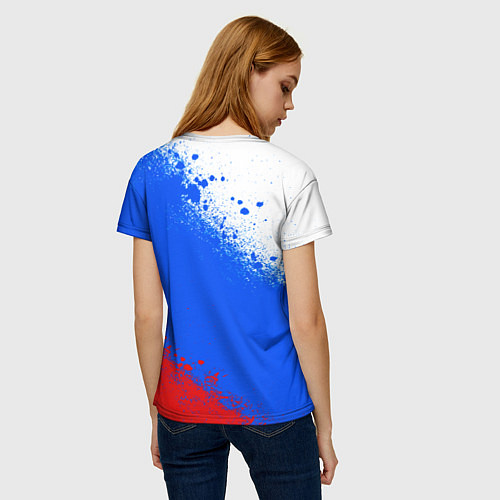 Женская футболка Флаг России - триколор / 3D-принт – фото 4