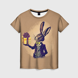 Женская футболка Кролик в костюме с подарком