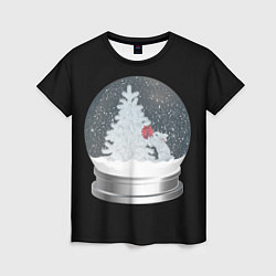 Женская футболка Снежный шар с символом года кроликом