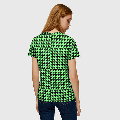 Женская футболка Чёрно-зелёная оптическая иллюзия / 3D-принт – фото 4