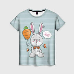 Женская футболка Милый зайка с шариком-морковкой