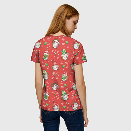 Женская футболка Новогодний гном с пряником / 3D-принт – фото 4