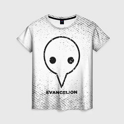 Женская футболка Evangelion с потертостями на светлом фоне