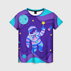 Женская футболка Космонавт в космосе - рисунок