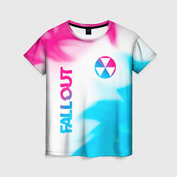 Футболка женская Fallout neon gradient style: надпись, символ, цвет: 3D-принт