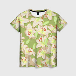 Женская футболка Нежные цветы - лилии: цветной паттерн