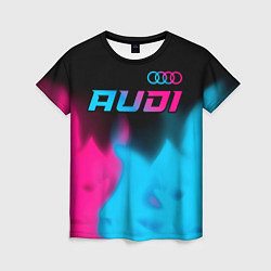 Женская футболка Audi - neon gradient: символ сверху