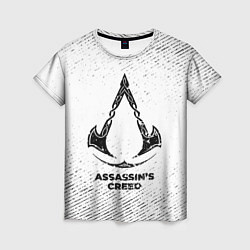 Женская футболка Assassins Creed с потертостями на светлом фоне