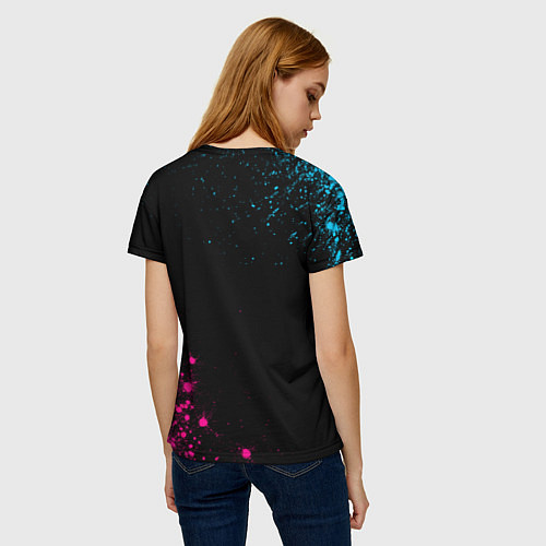 Женская футболка Roblox - neon gradient: надпись, символ / 3D-принт – фото 4