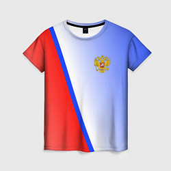Женская футболка Россия полосы с гербом