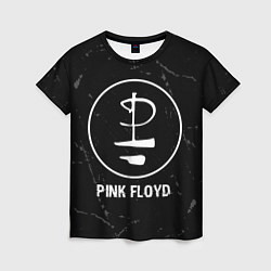 Женская футболка Pink Floyd glitch на темном фоне