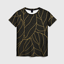 Женская футболка Золотые листья градиент
