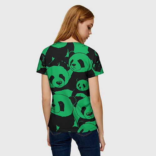 Женская футболка Panda green pattern / 3D-принт – фото 4