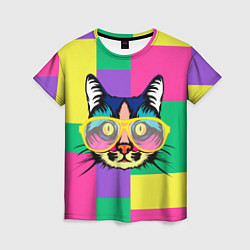 Женская футболка Кот в стиле поп-арт