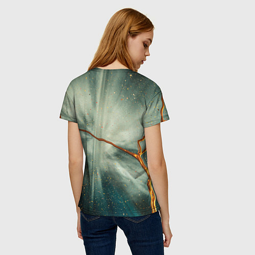 Женская футболка Туман, лучи и краски / 3D-принт – фото 4