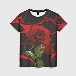 Женская футболка Одинокая красная роза