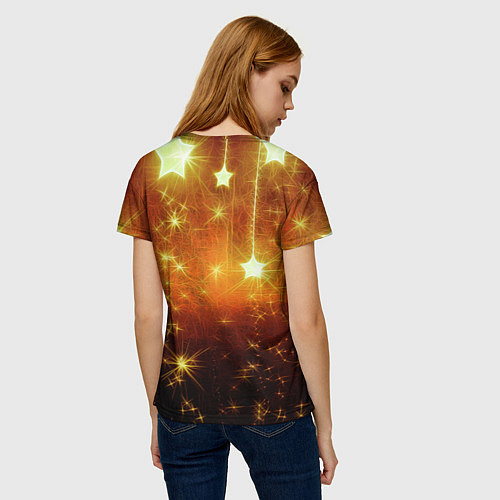 Женская футболка Золотистае звёзды / 3D-принт – фото 4
