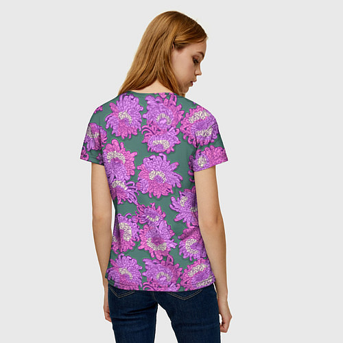 Женская футболка Яркие хризантемы / 3D-принт – фото 4