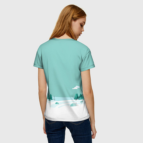 Женская футболка Бирюзовый зимний лес / 3D-принт – фото 4