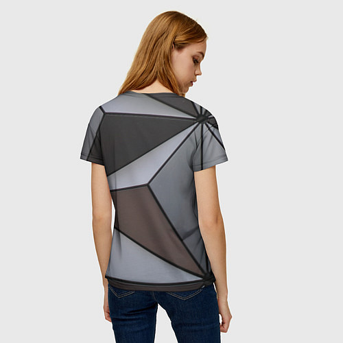 Женская футболка Металлическая геометрическая броня / 3D-принт – фото 4